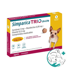Simparica Trio Antiparasitario para Perros 1,25 a 2,5 Kg 1 Comprimido