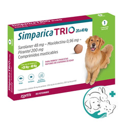 Simparica Trio Antiparasitario para Perros 20 a 40 Kg 1 Comprimido