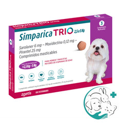 Simparica Trio Antiparasitario para Perros 2,5 a 5 Kg 3 Comprimido