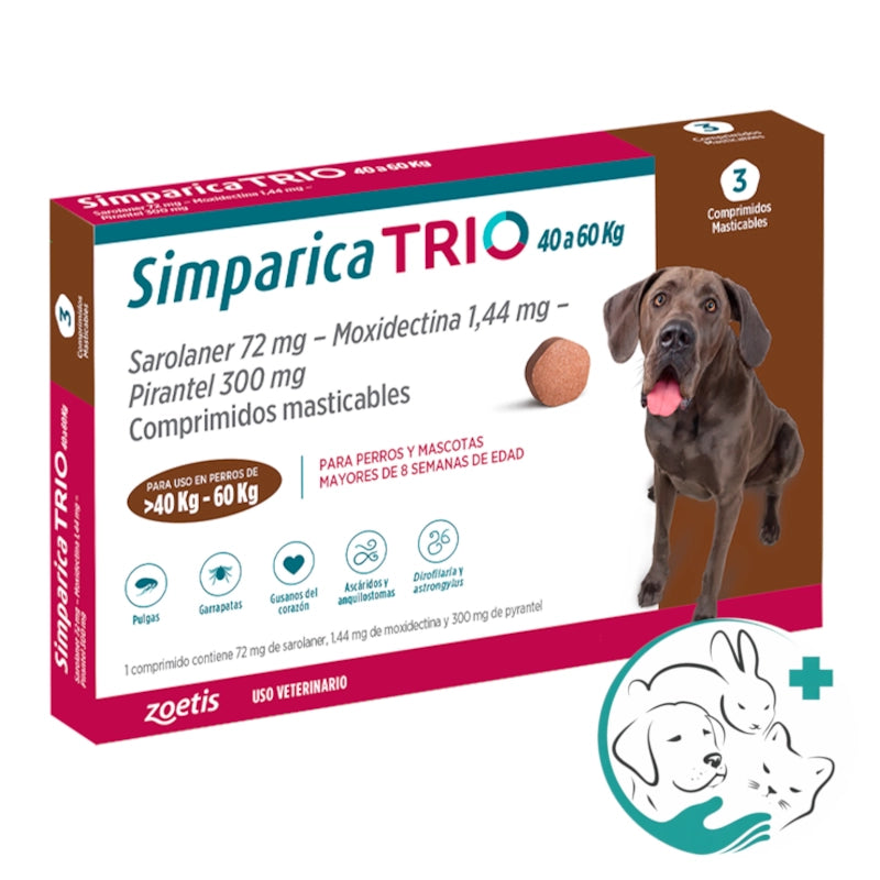 Simparica Trio Antiparasitario para Perros 40 a 60 Kg 3 Comprimidos