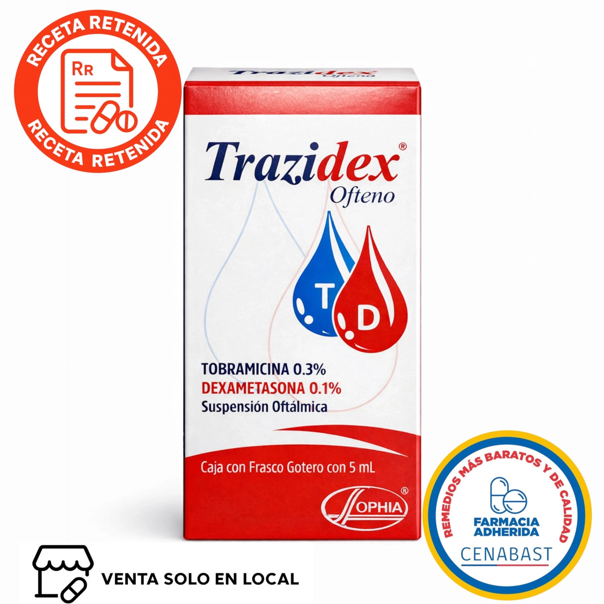 Trazidex 0,3%/0,1% Gotas Oftálmicas Producto Cenabast (disponible solo para venta presencial)