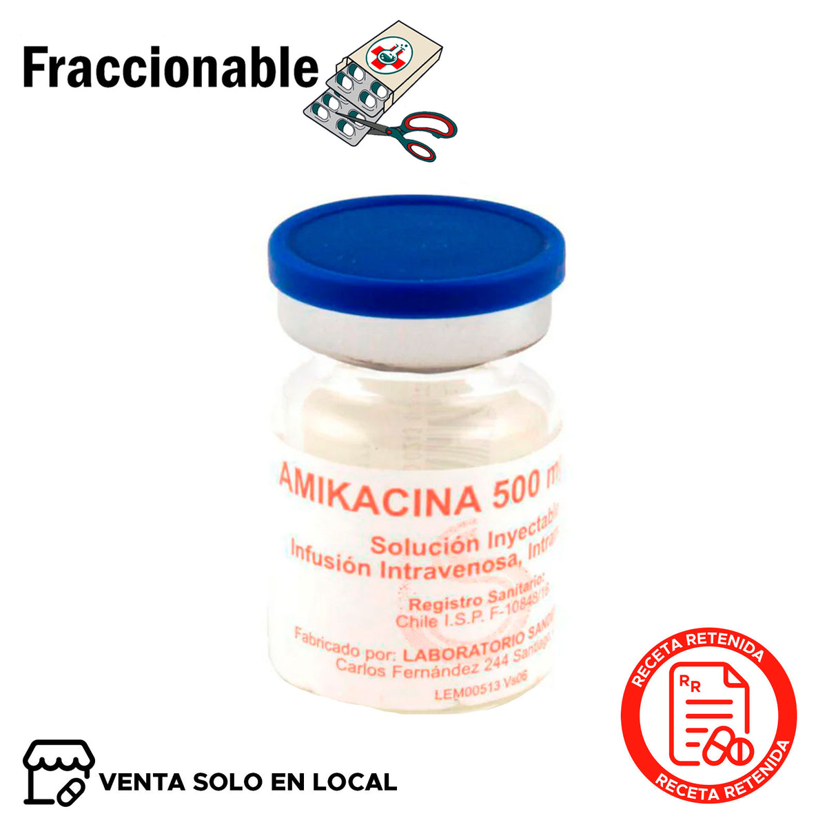 Amikacina Inyectable 500mg/2ml x 1 Ampolla