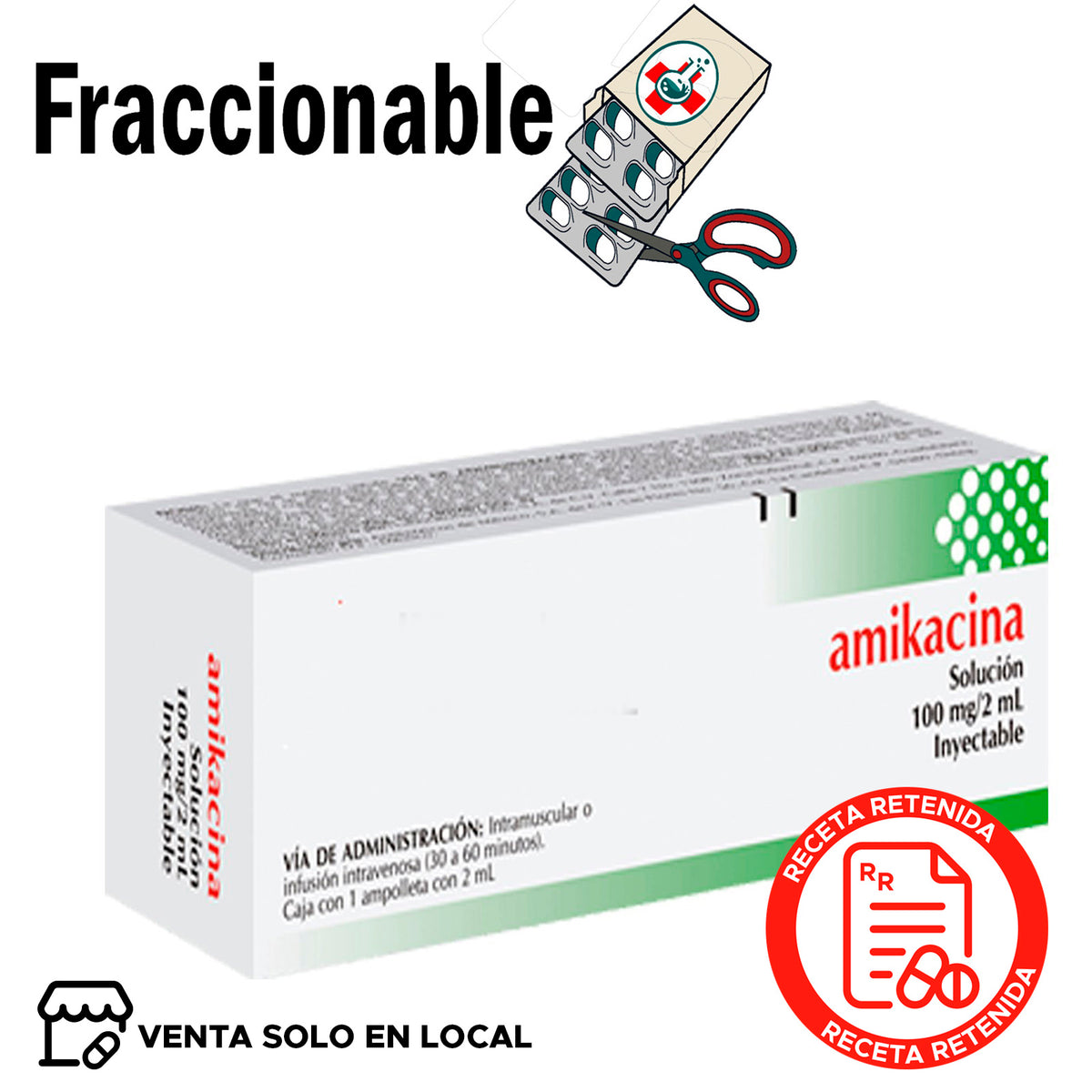 Amikacina Inyectable 100mg/2ml x 1 Ampolla