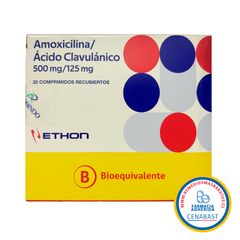Amoxicilina/Ácido Clavulánico Comprimidos Recubiertos 500mg/125mg Producto Cenabast
