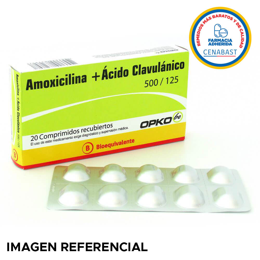 Amoxicilina/Ácido Clavulánico Comprimidos Recubiertos 500mg/125mg Producto Cenabast