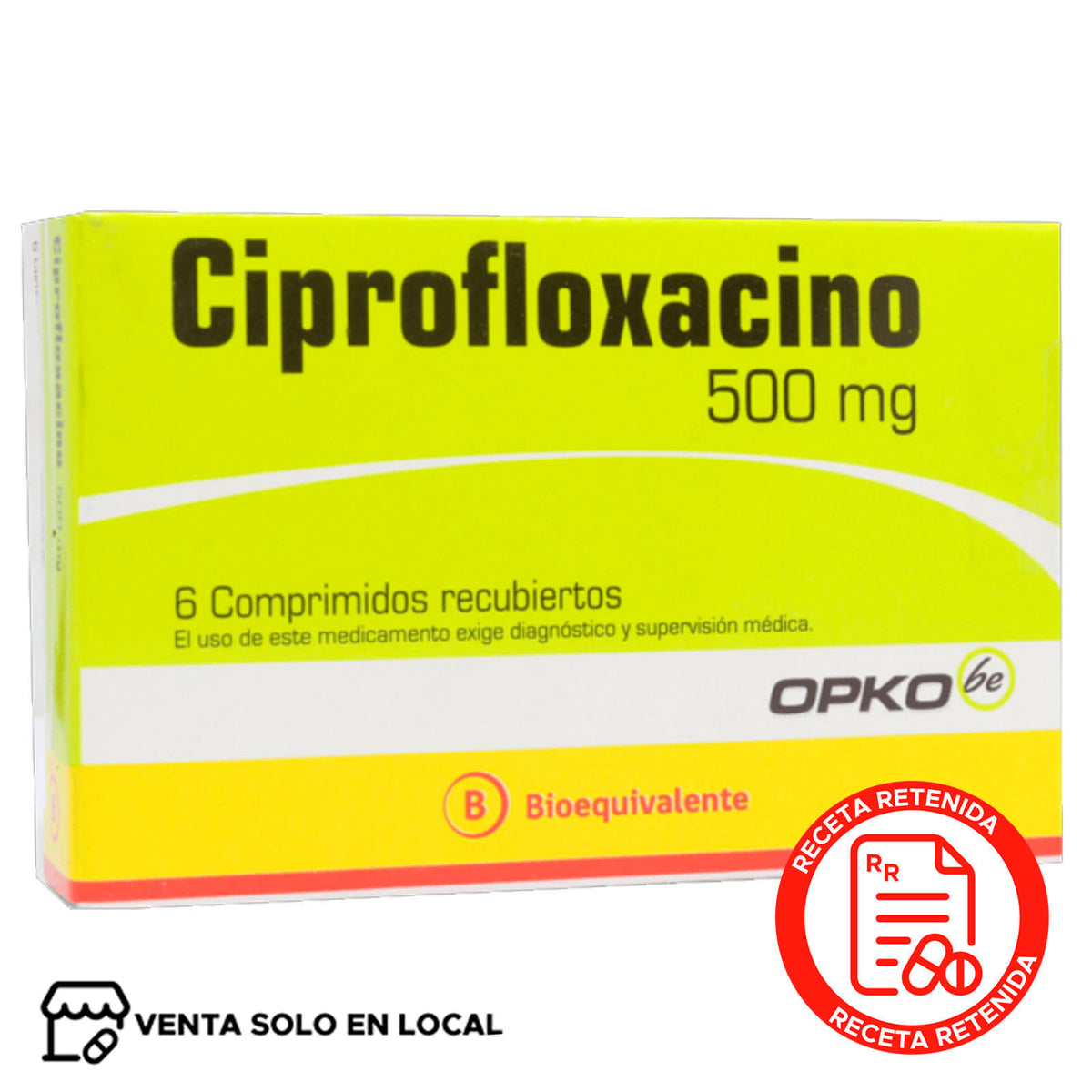 Ciprofloxacino Comprimidos Recubiertos 500mg (disponible solo para venta presencial)