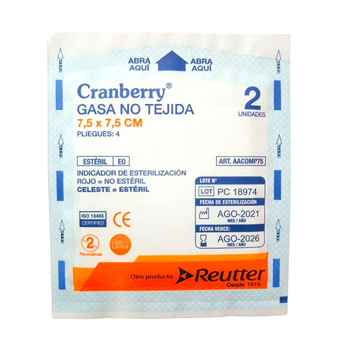 Gasa No Tejida 7,5x7,5 cm