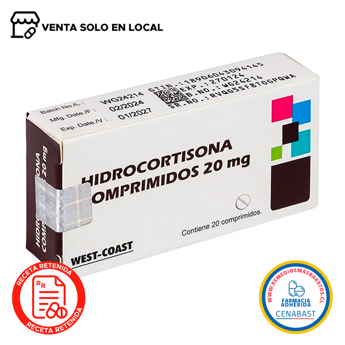 Hidrocortisona Comprimidos 20mg Producto Cenabast (disponible solo para venta presencial)