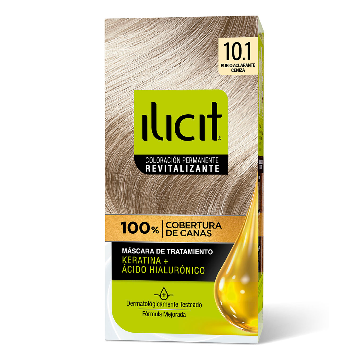 Ilicit Tintura Permanente Rubio Aclarante Ceniza 10.1