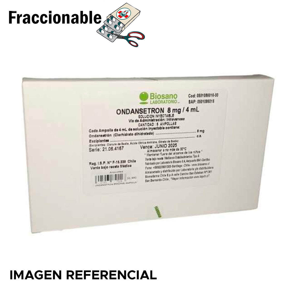 Ondansetrón Inyectable 8mg/4ml x 1 Ampolla