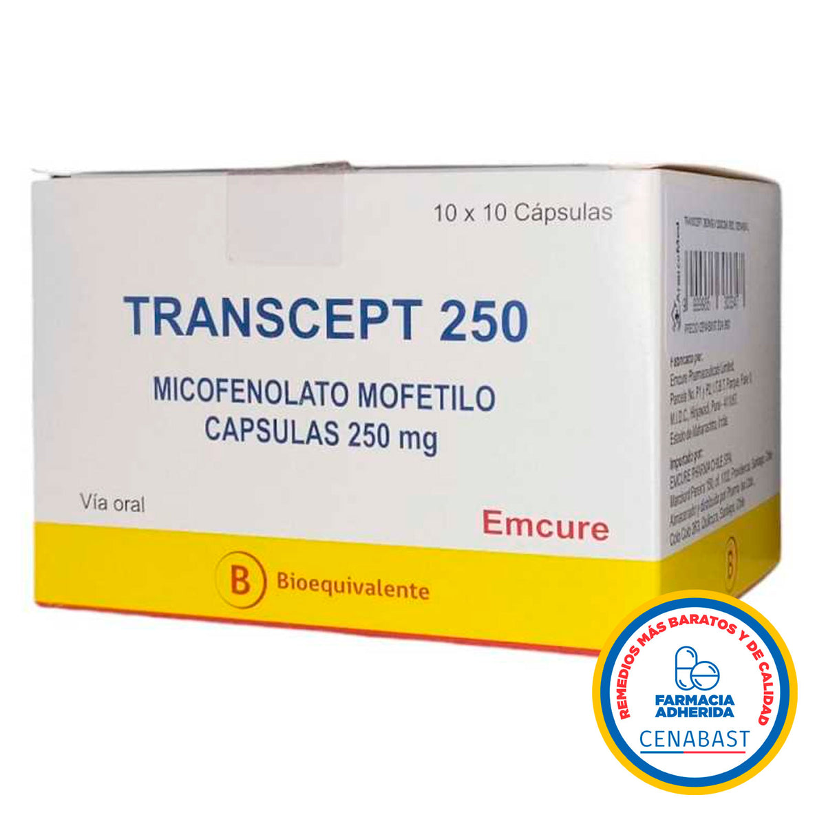 Transcept 250 Comprimidos Recubiertos Producto Cenabast