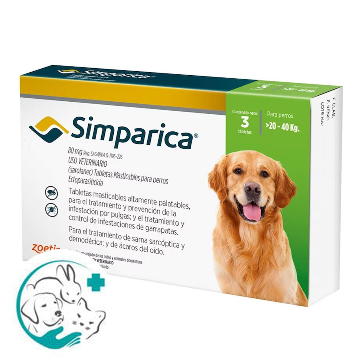 Simparica Antiparasitario para Perros 80mg